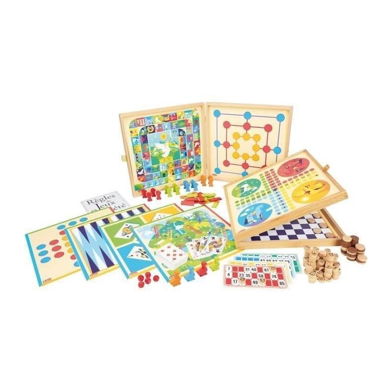 JEUJURA Coffret de Jeux classiques - 150 regles - Pions bois JEUJURA Coffret de Jeux classiques - 150 regles - Pions bois
