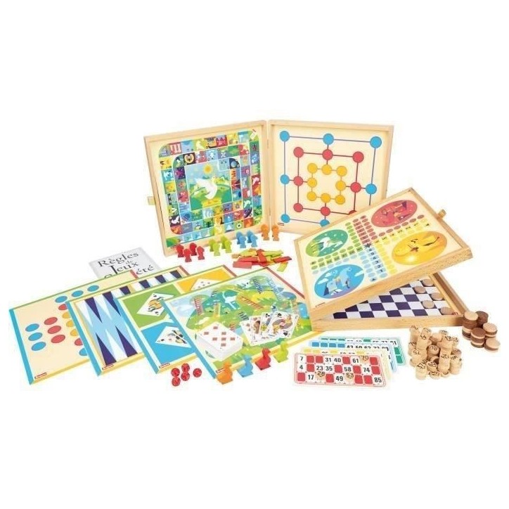 JEUJURA Coffret de Jeux classiques - 150 regles - Pions bois JEUJURA Coffret de Jeux classiques - 150 regles - Pions bois