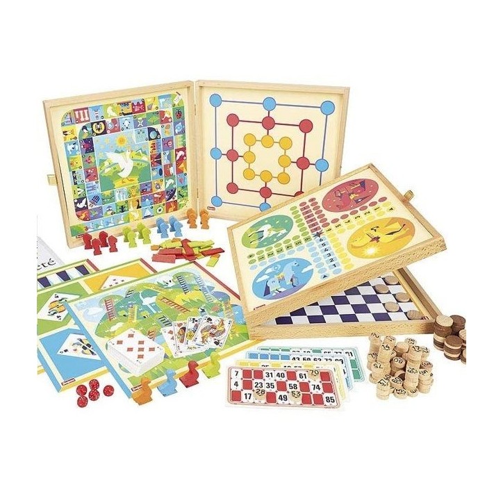 JEUJURA Coffret de Jeux classiques - 150 regles - Pions bois JEUJURA Coffret de Jeux classiques - 150 regles - Pions bois