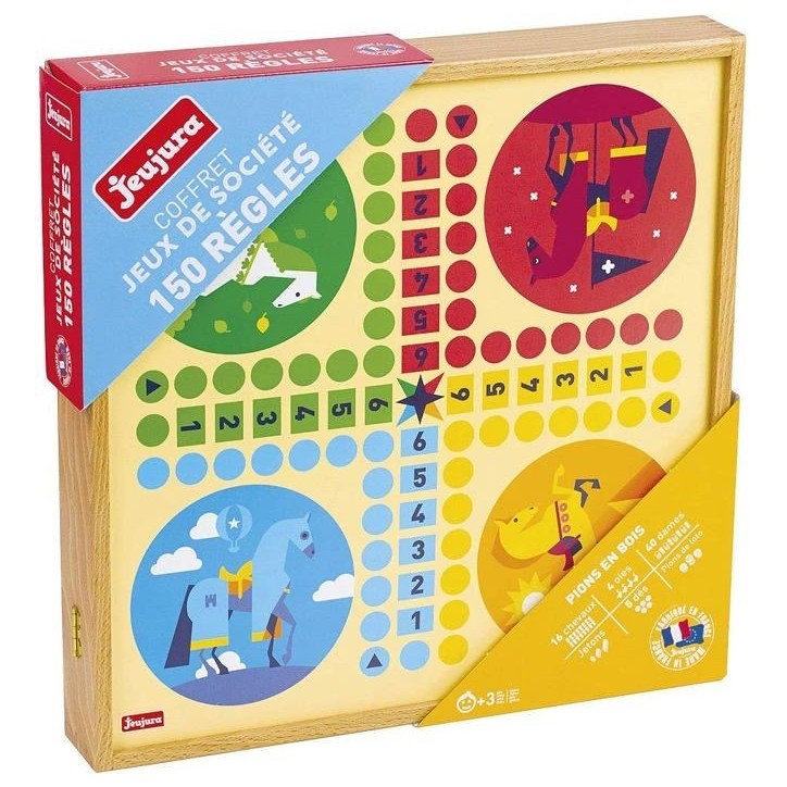 JEUJURA Coffret de Jeux classiques - 150 regles - Pions bois JEUJURA Coffret de Jeux classiques - 150 regles - Pions bois
