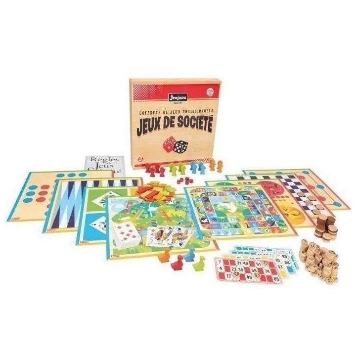 JEUJURA Coffret de Jeux de société traditionnels - Coffret en bois JEUJURA Coffret de Jeux de société traditionnels - Coffret en bois