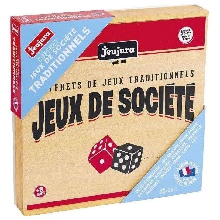 JEUJURA Coffret de Jeux de société traditionnels - Coffret en bois JEUJURA Coffret de Jeux de société traditionnels - Coffret en bois