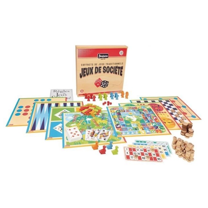 JEUJURA Coffret de Jeux de société traditionnels - Coffret en bois JEUJURA Coffret de Jeux de société traditionnels - Coffret en bois