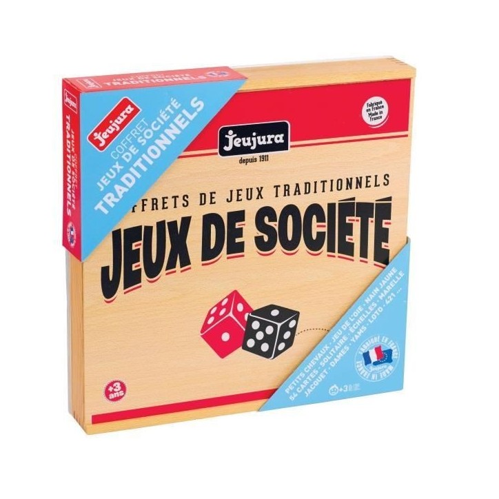 JEUJURA Coffret de Jeux de société traditionnels - Coffret en bois JEUJURA Coffret de Jeux de société traditionnels - Coffret en bois