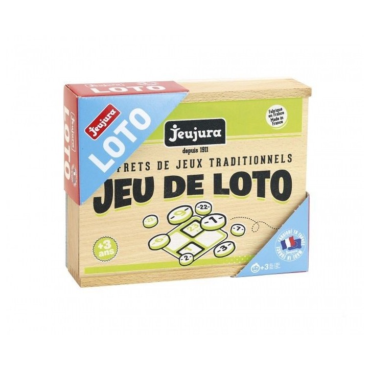 JEUJURA - Jeu De Loto - Coffret En Bois - Mixte - A partir de 3 ans - 48 cartes de loto en bois