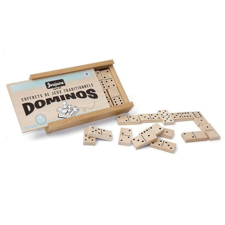 JEUJURA - Jeu de Dominos en Bois - Coffret en Bois - Garçon et Fille - A partir de 3 ans