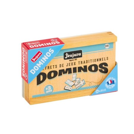 JEUJURA - Jeu de Dominos en Bois - Coffret en Bois - Garçon et Fille - A partir de 3 ans