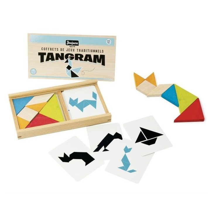 Jeu de tangram en bois - JEUJURA - 8144 - Coffret en bois - 7 pieces - 30 modeles Jeu de tangram en bois - JEUJURA - 8144 - Coffret en bois - 7 pieces - 30 modeles