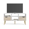 Meuble TV - 4 niches 2 tiroirs - Blanc / Chene - 117,2 x 39,1 x 57,4 c