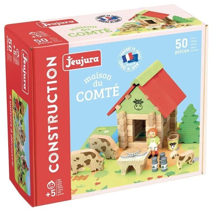 Jeu de construction en bois - JEUJURA - La Maison du Comte - 50 pieces - Rouge - Multicolore - Mixte Jeu de construction en bois - JEUJURA - La Maison du Comte - 50 pieces - Rouge - Multicolore - Mixte