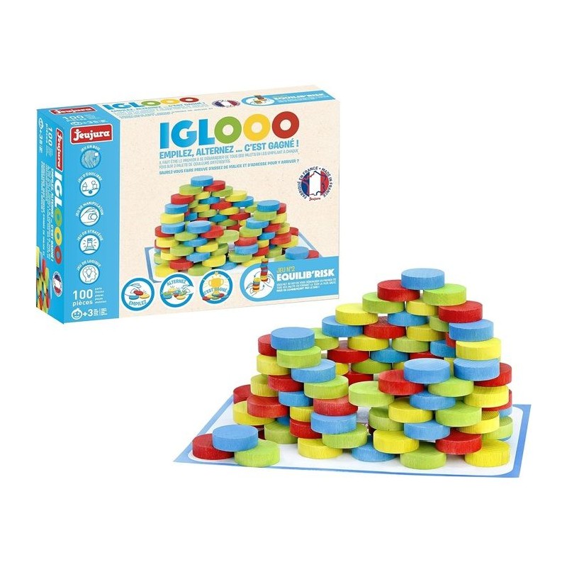 Iglooo 100 Pieces - JEUJURA - Jeu d'Adresse et de Logique avec Palets Iglooo 100 Pieces - JEUJURA - Jeu d'Adresse et de Logique avec Palets