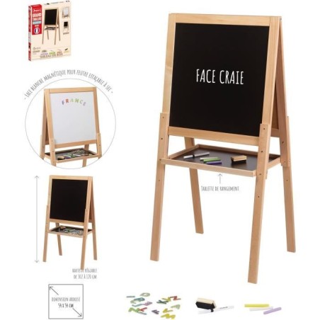 Grand tableau multifonctions en bois - JEUJURA - Ardoise craie et blan
