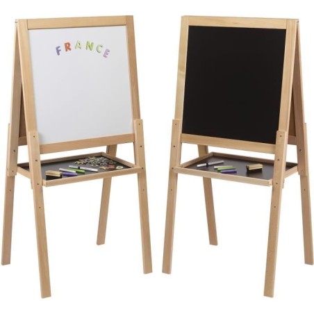 Grand tableau multifonctions en bois - JEUJURA - Ardoise craie et blanche magnétique