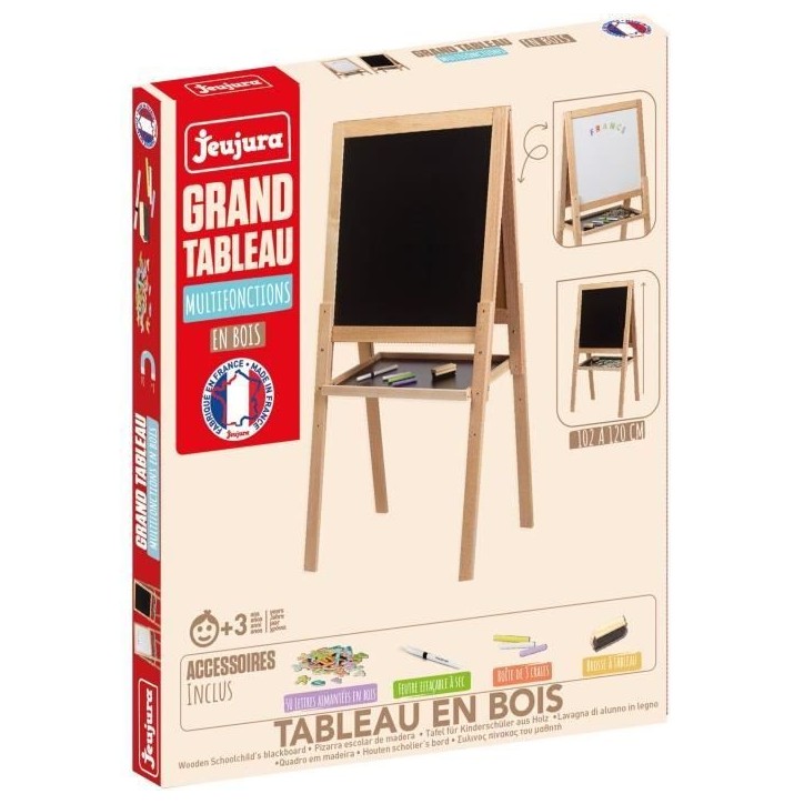 Grand tableau multifonctions en bois - JEUJURA - Ardoise craie et blanche magnétique Grand tableau multifonctions en bois - JEUJURA - Ardoise craie et blanche magnétique