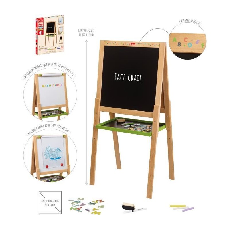 Grand tableau multifonctions en bois avec fonction dessin - JEUJURA - Grand tableau multifonctions en bois avec fonction dessin - JEUJURA -