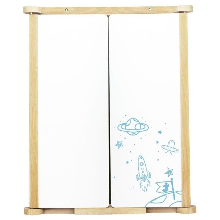Tableau Triptyque Mural en Bois Naturel - JEUJURA - Ardoise Centrale et Volets Craie/Feutre, Accessoires Inclus, 82x56 cm Tableau Triptyque Mural en Bois Naturel - JEUJURA - Ardoise Centrale et Volets Craie/Feutre, Accessoires Inclus, 82x56 cm