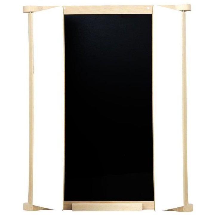 Tableau Triptyque Mural en Bois Naturel - JEUJURA - Ardoise Centrale et Volets Craie/Feutre, Accessoires Inclus, 82x56 cm Tableau Triptyque Mural en Bois Naturel - JEUJURA - Ardoise Centrale et Volets Craie/Feutre, Accessoires Inclus, 82x56 cm