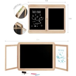 Tableau mural triptyque - JEUJURA - Ardoise craie, 2 volets face blanc