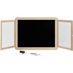 Tableau mural triptyque - JEUJURA - Ardoise craie, 2 volets face blanc
