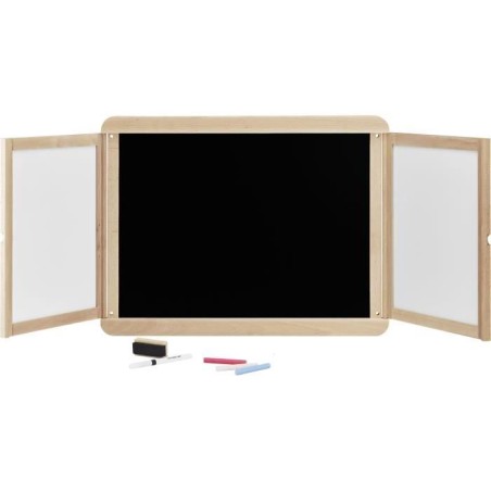 Tableau mural triptyque - JEUJURA - Ardoise craie, 2 volets face blanche et craie