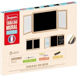 Tableau mural triptyque - JEUJURA - Ardoise craie, 2 volets face blanc