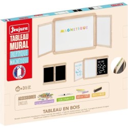 Tableau mural triptyque magnétique - JEUJURA - Ardoise centrale magn