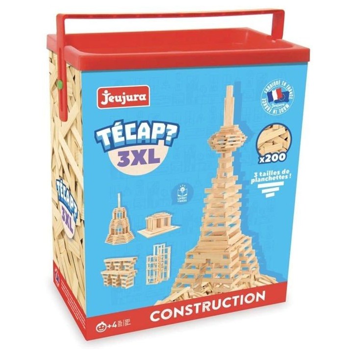 Jeu de construction en bois - JEUJURA - TECAP 3XL - 200 planchettes - Mixte - A partir de 4 ans Jeu de construction en bois - JEUJURA - TECAP 3XL - 200 planchettes - Mixte - A partir de 4 ans