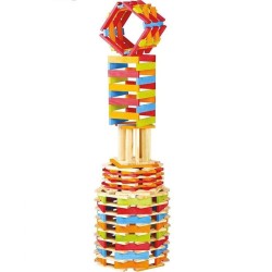 Jeu de construction en bois - JEUJURA - TECAP COLOR - 200 pieces - Mix