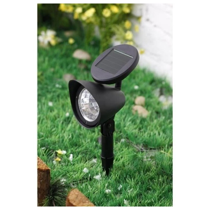 Spot solaire en plastique - 3 LED - Noir - GALIX Spot solaire en plastique - 3 LED - Noir - GALIX