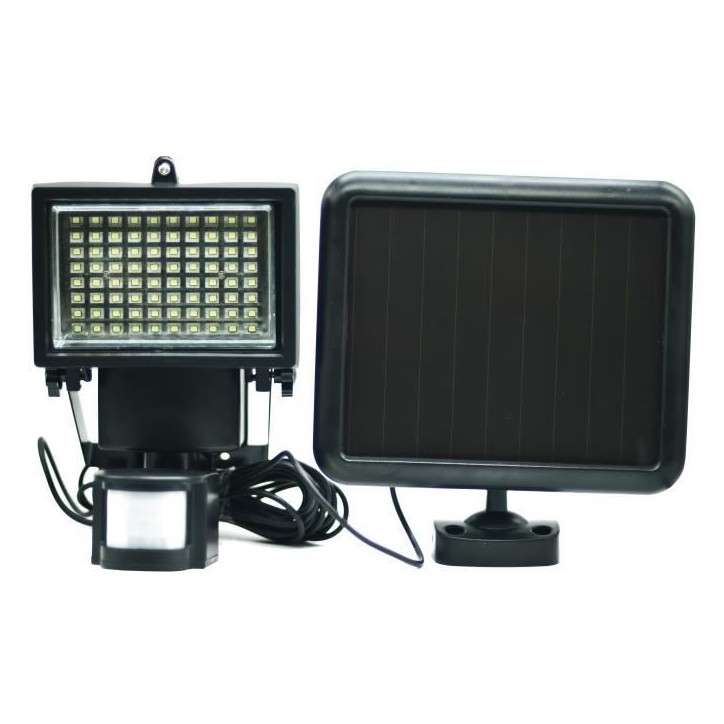 GALIX Spot solaire tres éclairant avec détecteur de présence - 80 LED - Noir GALIX Spot solaire tres éclairant avec détecteur de présence - 80 LED - Noir