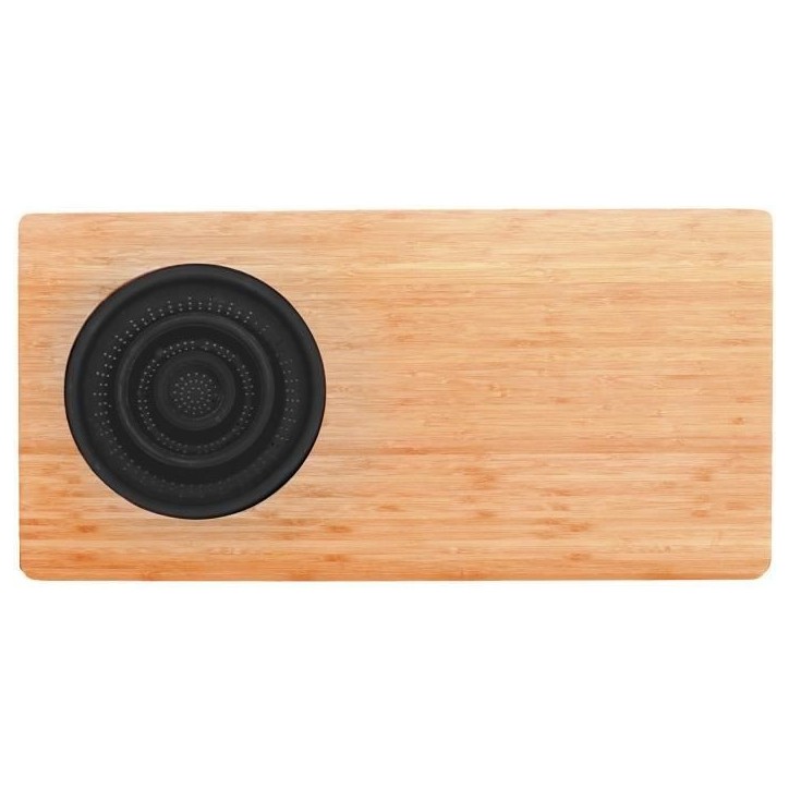 Planche a découper en bambou - JOCCA - Passoire en plastique - 58 x 29 x 1,8 cm - Naturel et noir Planche a découper en bambou - JOCCA - Passoire en plastique - 58 x 29 x 1,8 cm - Naturel et noir