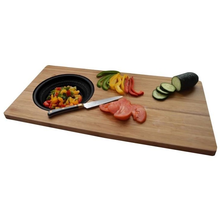 Planche a découper en bambou - JOCCA - Passoire en plastique - 58 x 29 x 1,8 cm - Naturel et noir Planche a découper en bambou - JOCCA - Passoire en plastique - 58 x 29 x 1,8 cm - Naturel et noir