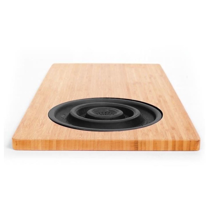 Planche a découper en bambou - JOCCA - Passoire en plastique - 58 x 29 x 1,8 cm - Naturel et noir Planche a découper en bambou - JOCCA - Passoire en plastique - 58 x 29 x 1,8 cm - Naturel et noir