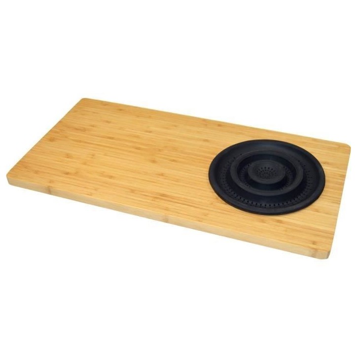 Planche a découper en bambou - JOCCA - Passoire en plastique - 58 x 29 x 1,8 cm - Naturel et noir Planche a découper en bambou - JOCCA - Passoire en plastique - 58 x 29 x 1,8 cm - Naturel et noir
