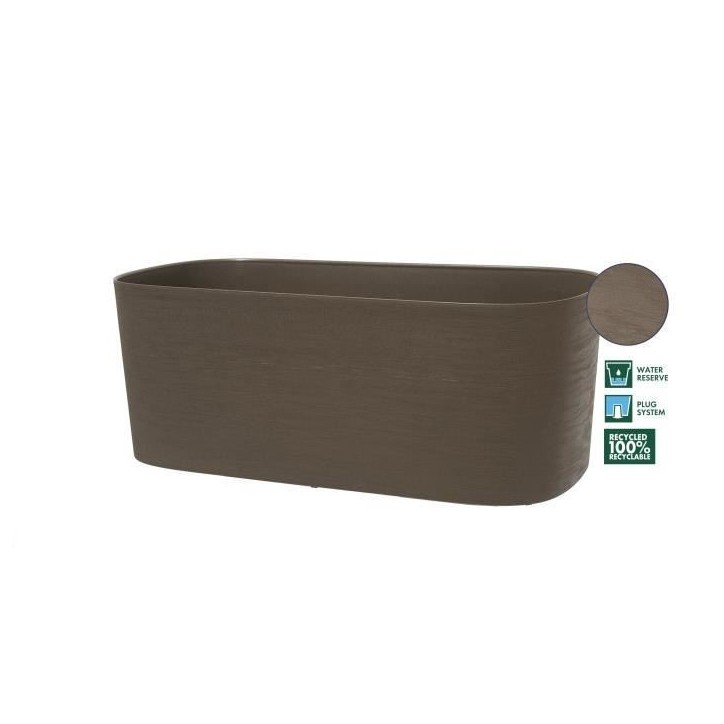 Jardiniere avec réserve d'eau - GARDEN ID Respect - Taupe 50 x 17 cm - 100% déchets ménagers - 100% recyclable - Surface stru
