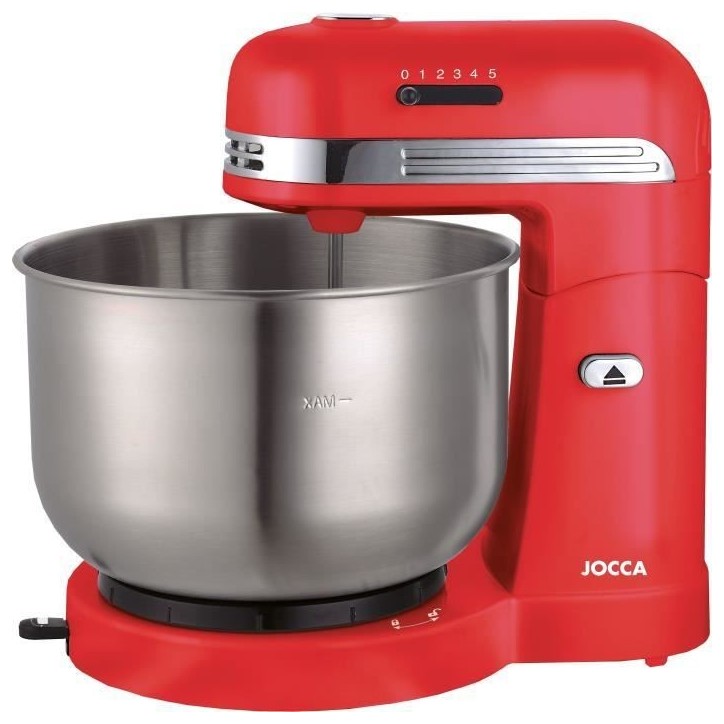Robot pétrin - JOCCA - Bol en acier inoxydable 3,5 L - 5 vitesses - Rouge et gris Robot pétrin - JOCCA - Bol en acier inoxydable 3,5 L - 5 vitesses - Rouge et gris