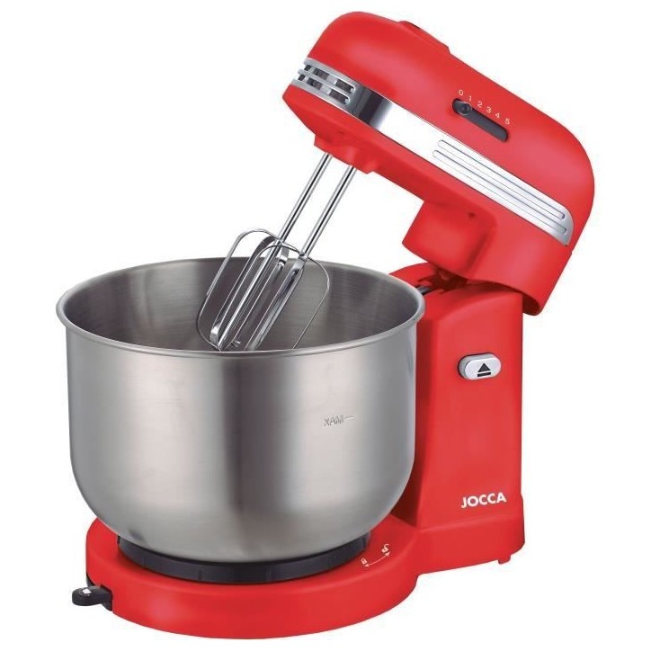 Robot pétrin - JOCCA - Bol en acier inoxydable 3,5 L - 5 vitesses - Rouge et gris Robot pétrin - JOCCA - Bol en acier inoxydable 3,5 L - 5 vitesses - Rouge et gris