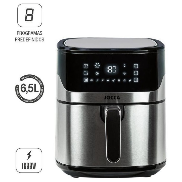 Friteuse sans huile - JOCCA - 2192 - 6,5L - 1600 W - 28 x 37 x 31,5 cm - Inox Friteuse sans huile - JOCCA - 2192 - 6,5L - 1600 W - 28 x 37 x 31,5 cm - Inox