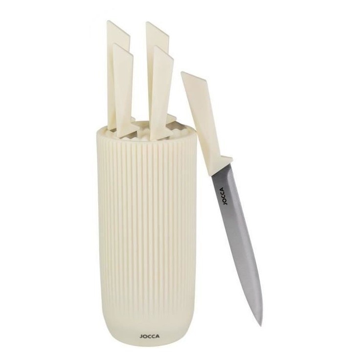 Set de 5 couteaux - JOCCA - Bloc en polypropylene - Beige