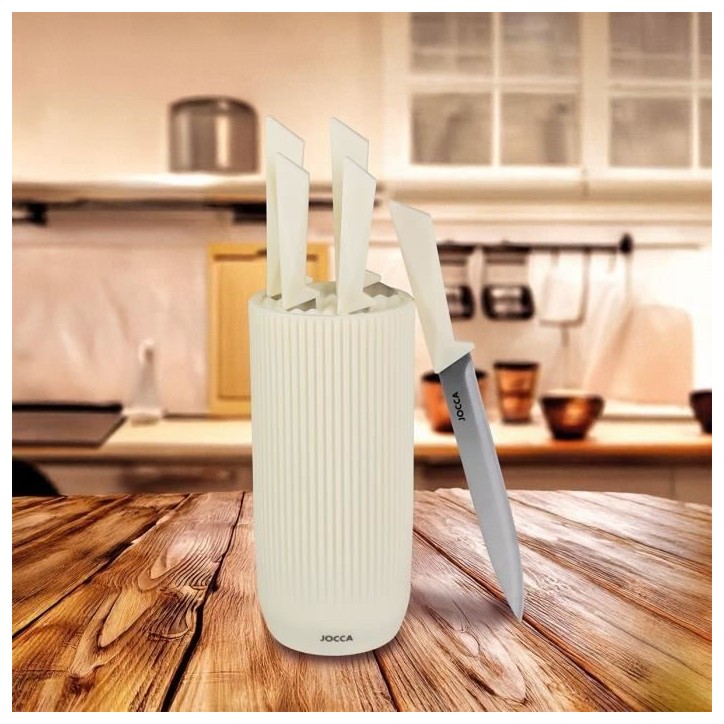 Set de 5 couteaux - JOCCA - Bloc en polypropylene - Beige