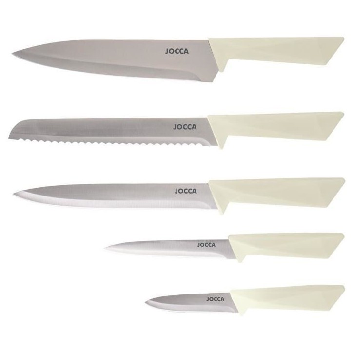 Set de 5 couteaux - JOCCA - Bloc en polypropylene - Beige