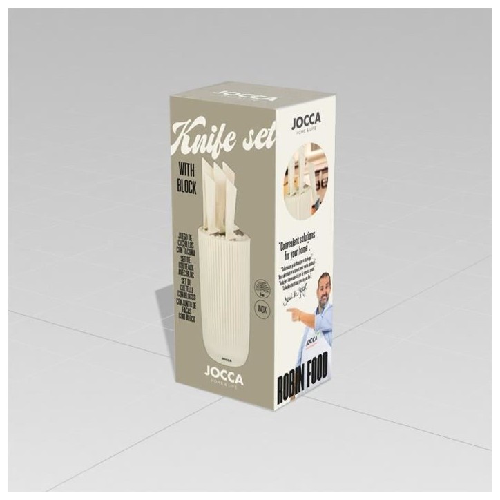 Set de 5 couteaux - JOCCA - Bloc en polypropylene - Beige