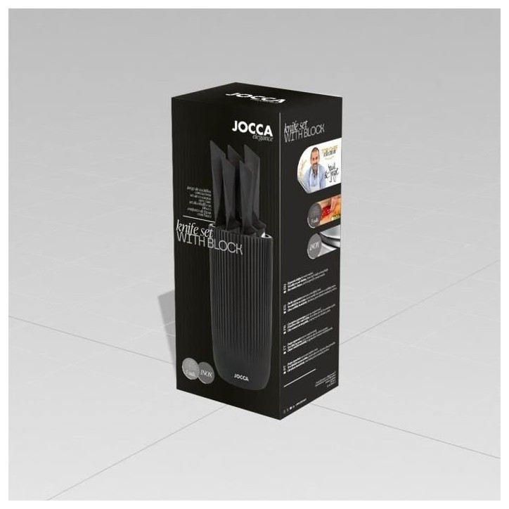 Set de 5 couteaux - JOCCA - Bloc en polypropylene - Noir