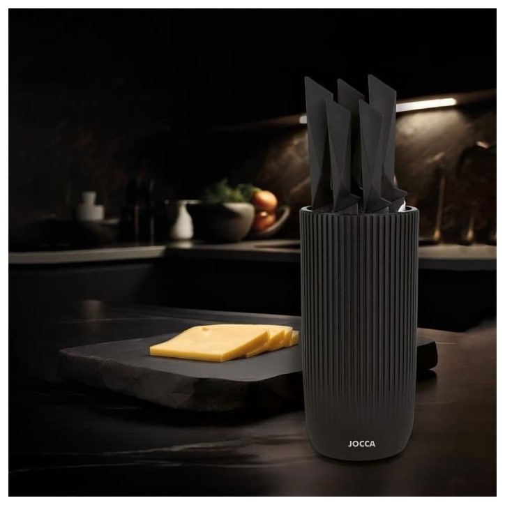 Set de 5 couteaux - JOCCA - Bloc en polypropylene - Noir