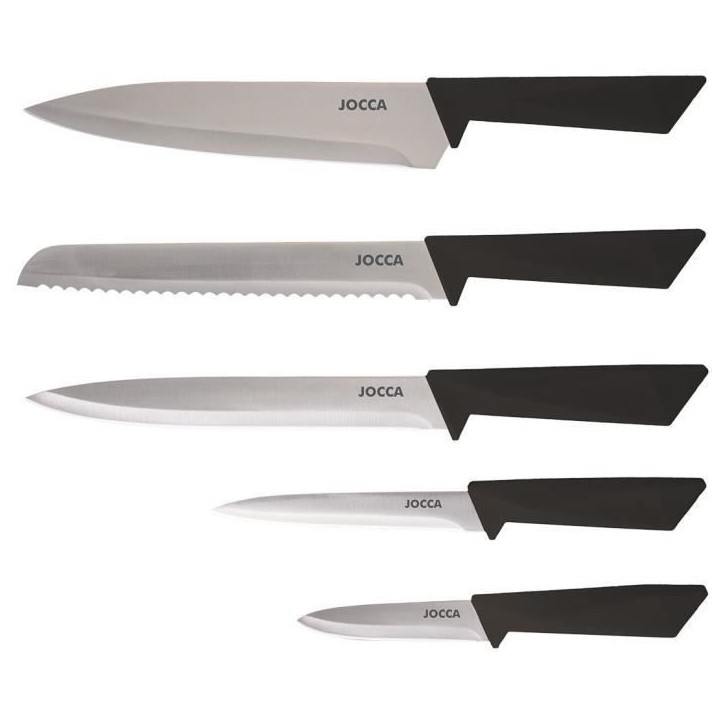Set de 5 couteaux - JOCCA - Bloc en polypropylene - Noir