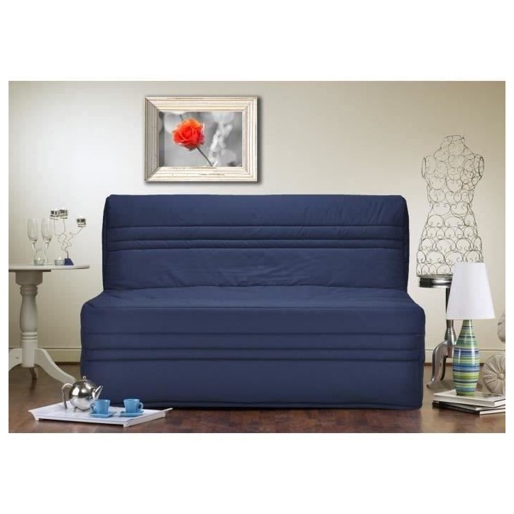 JOÉ Banquette BZ 3 places - Tissu bleu marine - Contemporain - L 143 x P 97 cm JOÉ Banquette BZ 3 places - Tissu bleu marine - Contemporain - L 143 x P 97 cm