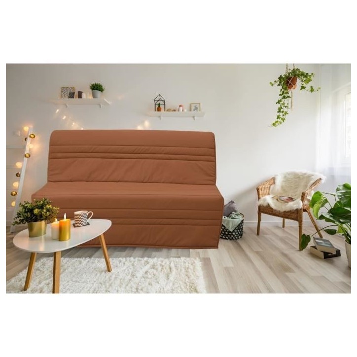 Banquette-lit BZ 2 places Joe - Tissu Terracotta - Fabrication française Banquette-lit BZ 2 places Joe - Tissu Terracotta - Fabrication française