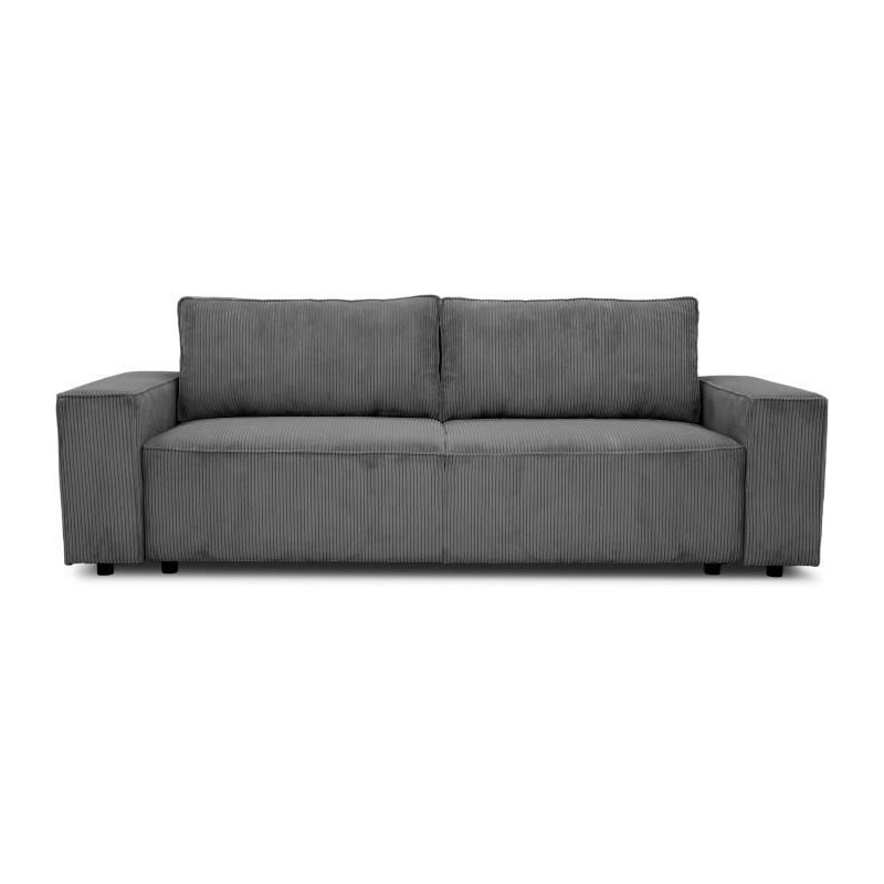 Canapé fixe 4 places - JOSH - Velours cotelé anthracite - 241 x 86 x Canapé fixe 4 places - JOSH - Velours cotelé anthracite - 241 x 86 x