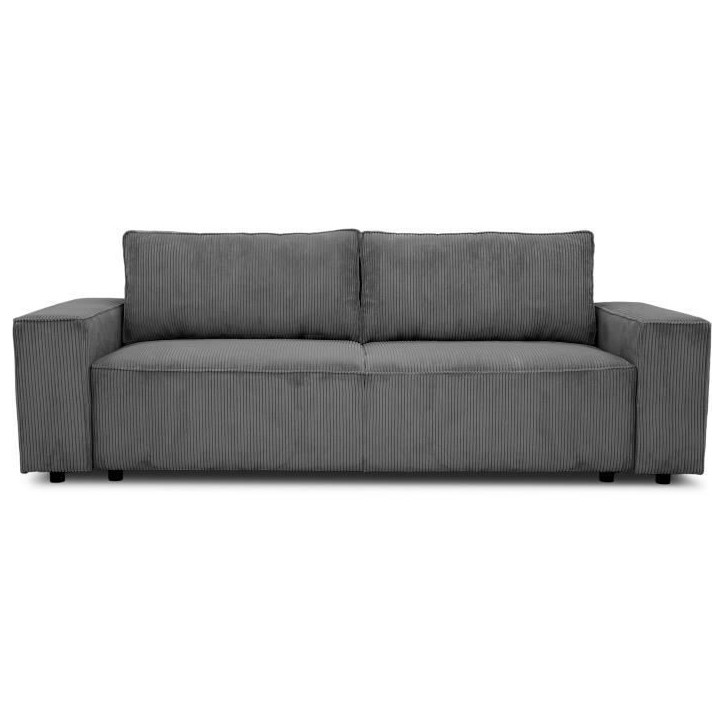 Canapé fixe 4 places - JOSH - Velours cotelé anthracite - 241 x 86 x 88 cm Canapé fixe 4 places - JOSH - Velours cotelé anthracite - 241 x 86 x 88 cm