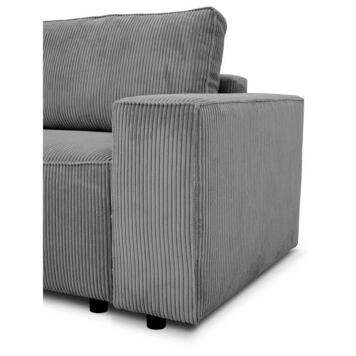 Canapé fixe 4 places - JOSH - Velours cotelé anthracite - 241 x 86 x 88 cm Canapé fixe 4 places - JOSH - Velours cotelé anthracite - 241 x 86 x 88 cm